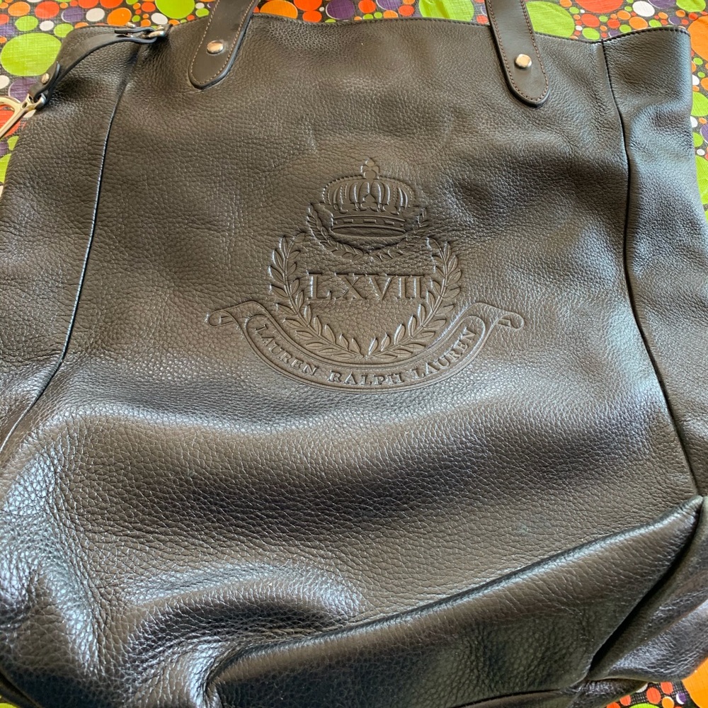 Ralph Lauren Black Leather Tote Bag / 🙂 Make an Offer